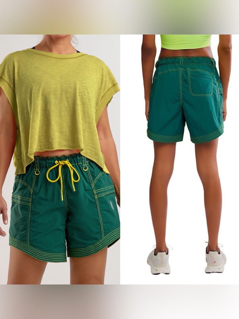 FREE PEOPLE MOVEMENT • NWT in the wild long shorts - Small green yellow